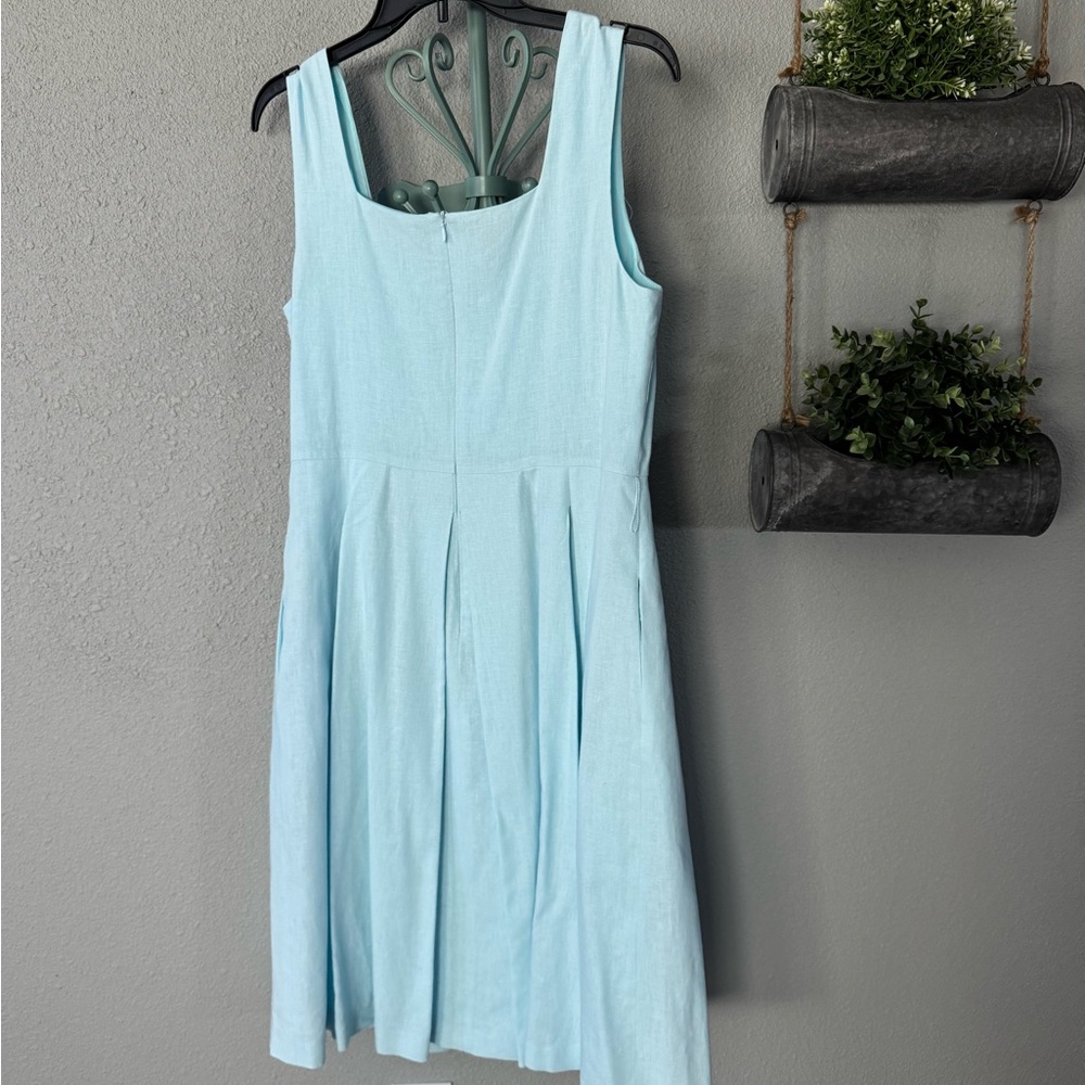 Anne Klein Light Blue Linen Casual Dress size 10 - Picture 4 of 8